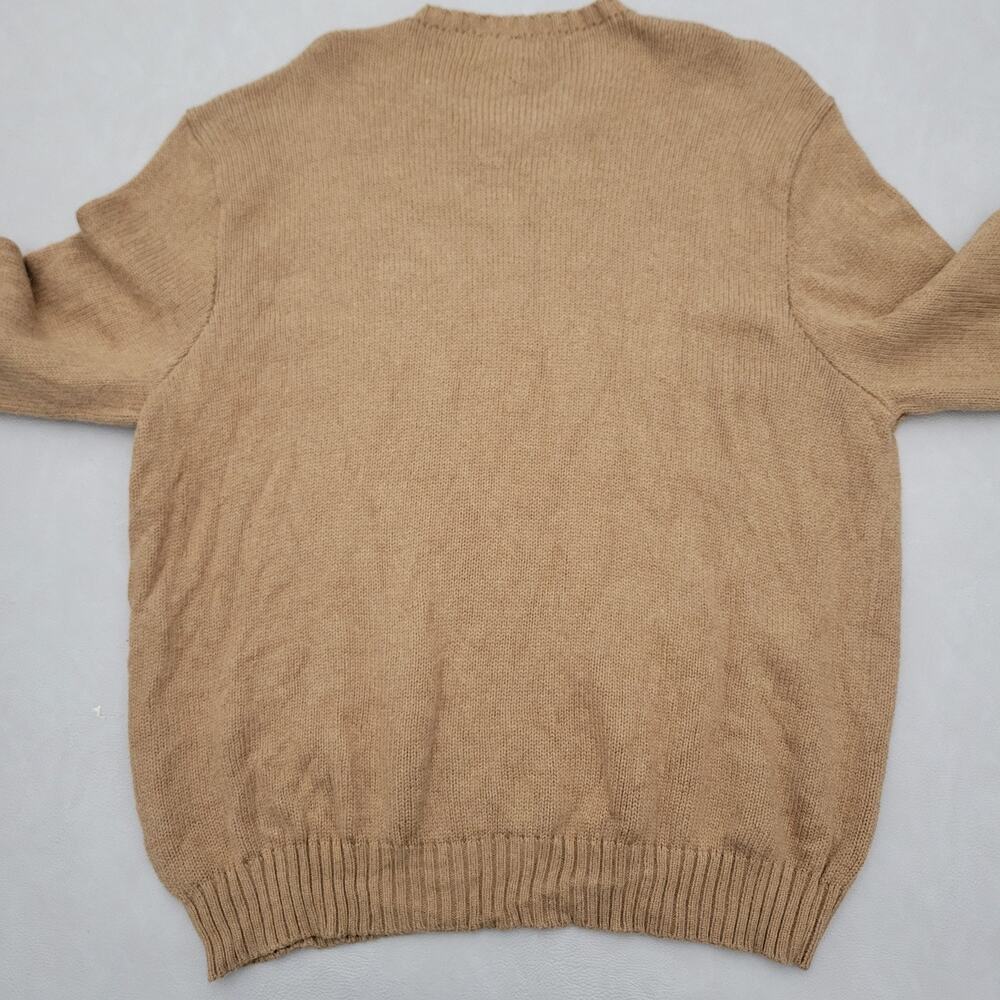 Vintage POLO Ralph Lauren Camel Brown Mens 100% Cotton Sweater Crew Neck XL - Picture 10 of 12
